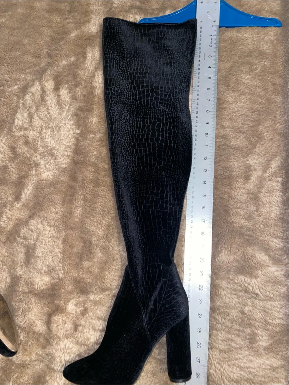 Aldo Black Velvet Over-the-Knee Block Heel Boots